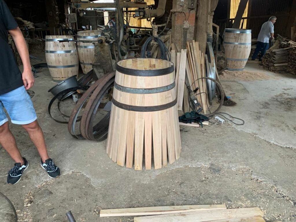 oak cask being built